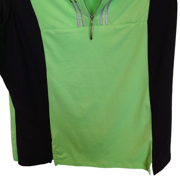 Jamie Saddock Womens M Green Black Sleeveless Quarter Zip Golf Polo Shirt - Picture 3 of 6